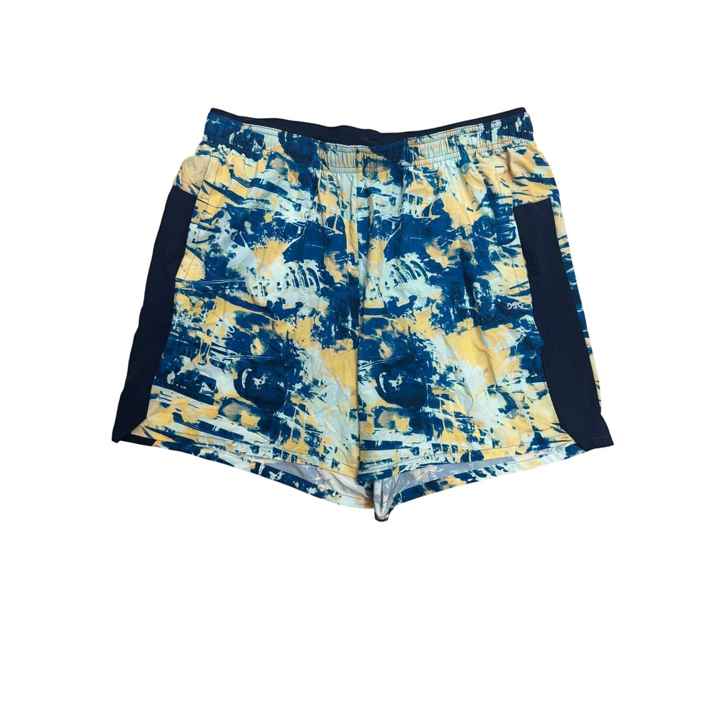 DSG Mens 5 Inch Stride Short Abstract Blue Yellow Athletic Running Shorts L NWT